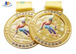 Round Stock Medals For Skiing Events Imitation Gold Plating Colorful Printing In