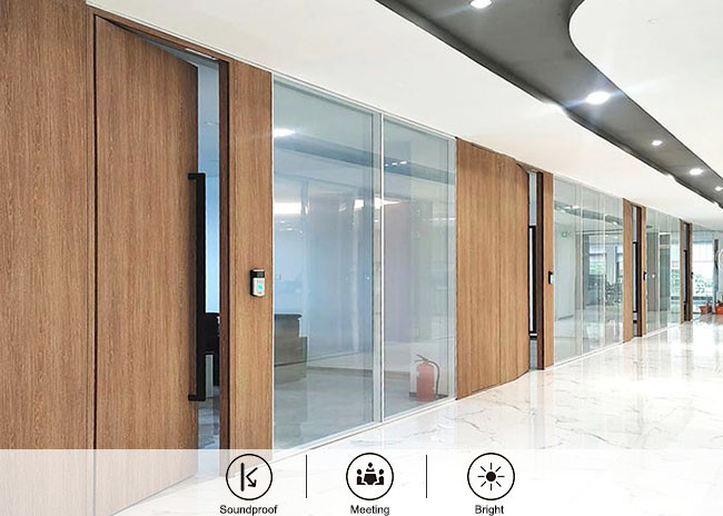 Disassembled partition wall divide rooms with solid wood panel effectively separating and obstructing the rooms
