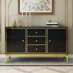 Luxury Design Living Room Side Cabinet With High Gloss Surface Steel Legs