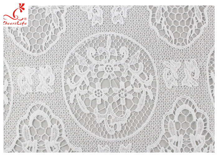 Guipure Embroidered Floral Lace Fabric With Chemical Poly Milk Silk Comfortable