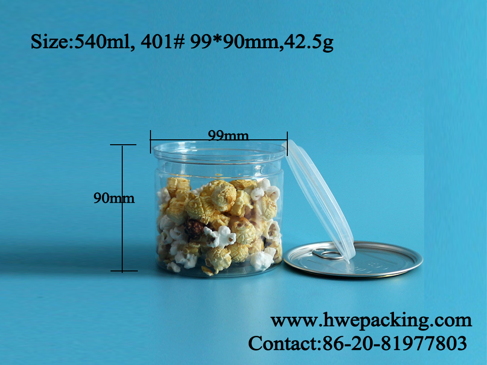 Dried Pork Beef Jerky Clear Plastic Cans Leak Proof 540ml 99mm