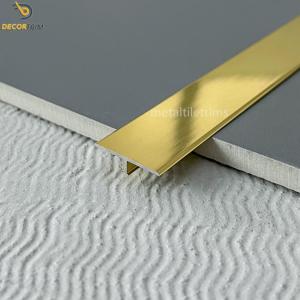 Quality Polish Gold 25mm Aluminium Tile Edge Trim T Molding Floor And Wall Divider Strip wholesale