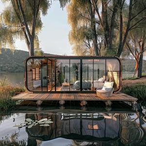 Quality Customized Style Prefab Apple Cabin for Lakeside Retreat House wholesale