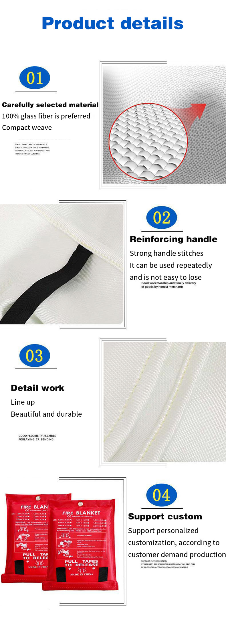 Fireproof Fiberglass Cloth Fire Blanket for Kitchen and Dining
