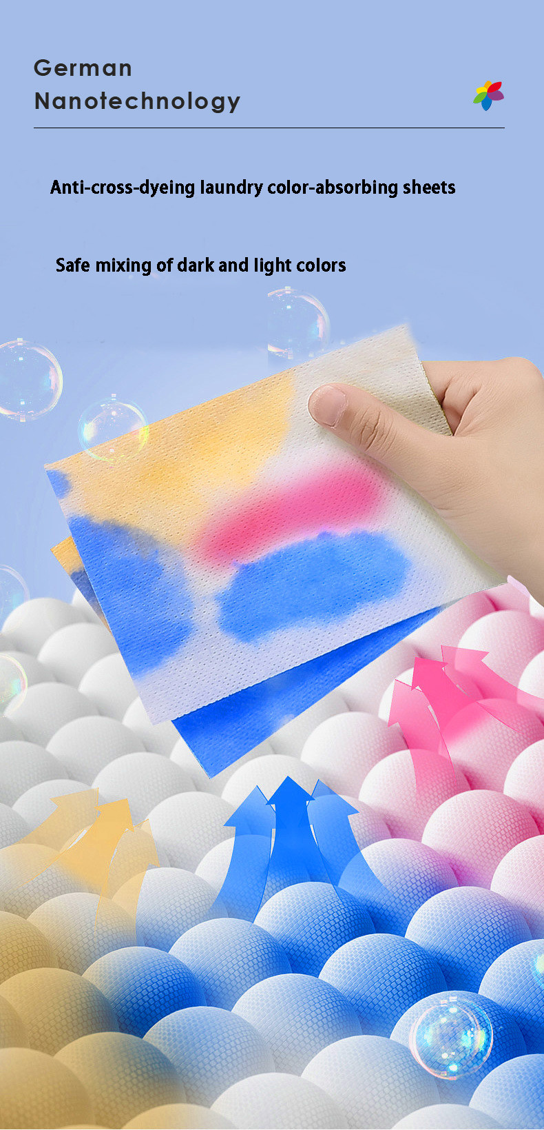 Anti Cross Dry Laundry Detergent Sheets Color Absorbing Antibacterial And Anti Mite