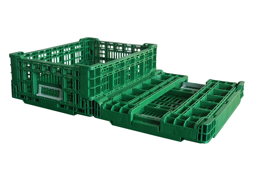 Mesh Style 400x300x140mm Plastic Crates for Fruits and Vegetables Orange Eco-friendly