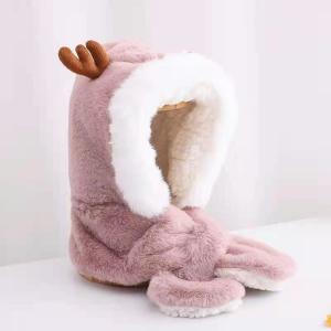 Quality Lovely Antler Plush Cap Children'S Winter Warm Scarf Integrated Ear Cap wholesale
