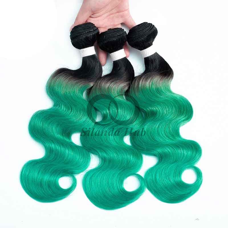 #T1B/Green Body Wave Remy Human Hair Bundles Sew In Weave Bundles Brazilian Bundle Deals