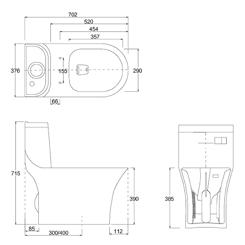 0.8/1.28 GPF Dual Flush Elongated One Piece Toilets Water Efficient
