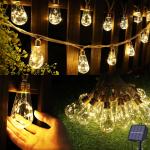 Solar outdoor 40Ft Vintage Braided Rope Patio Waterproof Warm White Powered