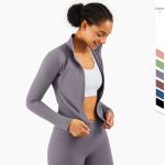 Women Lulu Gym Long Sleeve Yoga Zip Jacket 210gsm High Neck Slim Fit