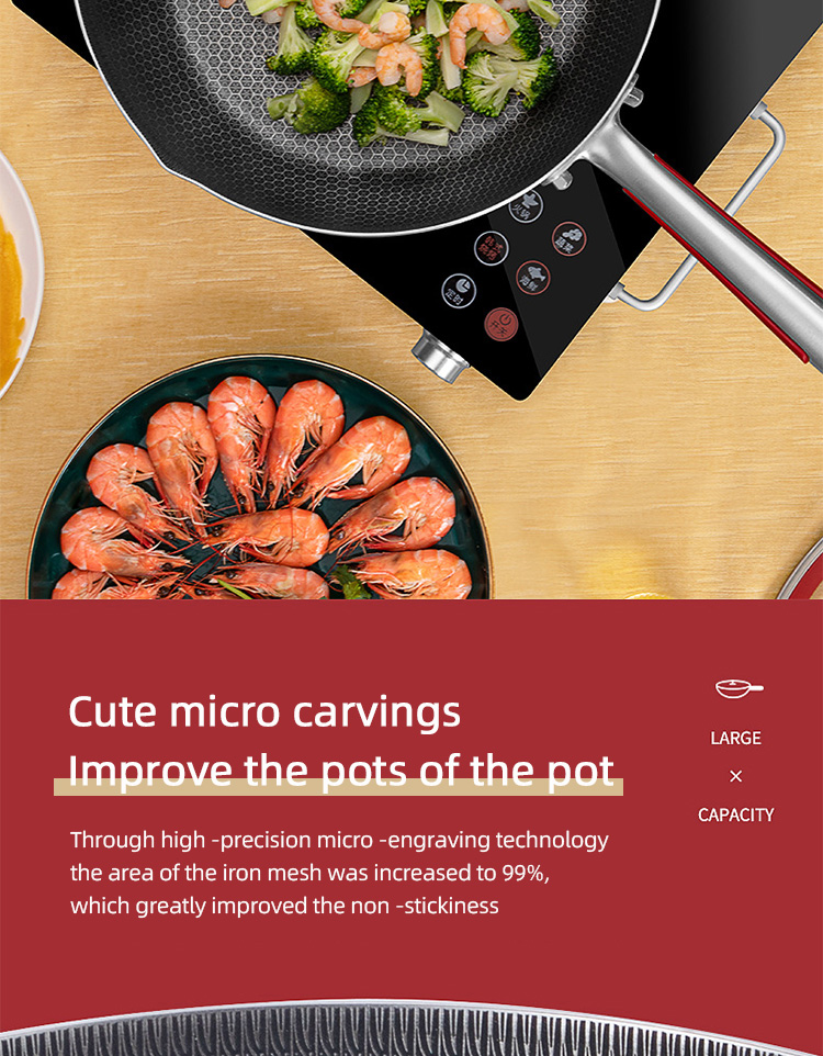Factory Price 30 Cm Cookware 18/10 Stainless Steel Frypan Non Stick Honeycomb Fry Pans With Stainless Steel Handle