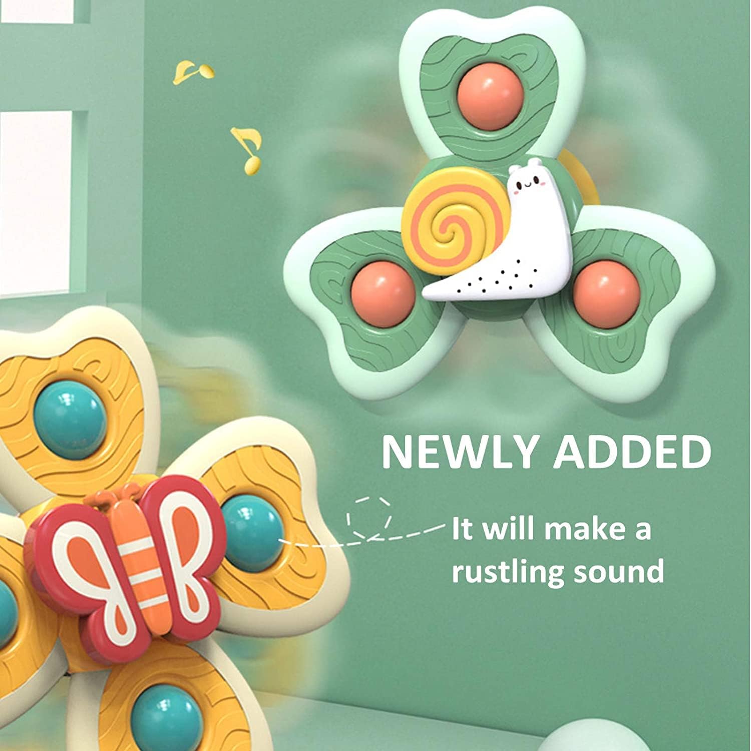 Unisex 3 Pack Suction Cup Spinner Toys for Baby Toddler Educational Suction Baby Toys