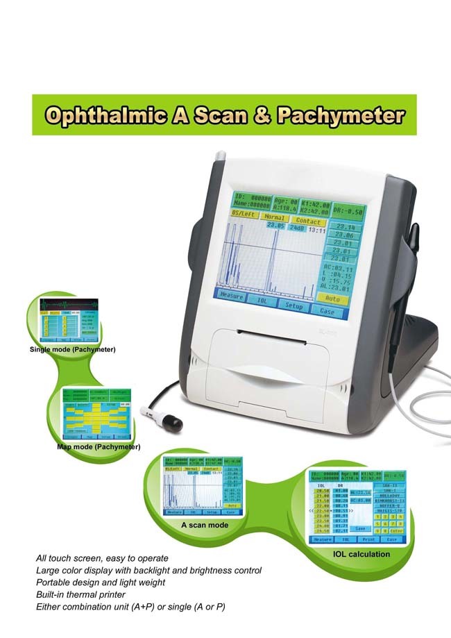 Portable Lightweight Ophthalmic Equipment Ophthalmic A Scan & Pachymeter