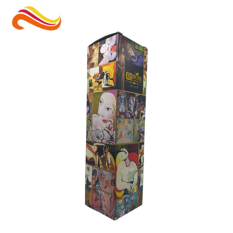 Black Flat Foldable Wine Bottle Packaging Box with UV Finish