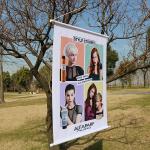 Hanging Personalized Advertising Flags Wind - Resistant Colorful Easy Installati
