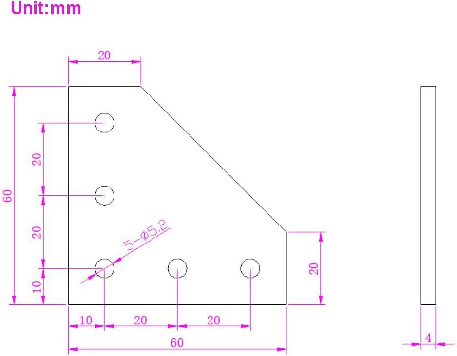 Offering Sample 90 Degree L Shape Corner Bracket Plate for 20 x 20mm Aluminum Profile