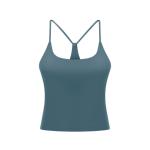 Removable Pads Y Back Spagettie Straps Fitness Womens Camisole With Bra Sport