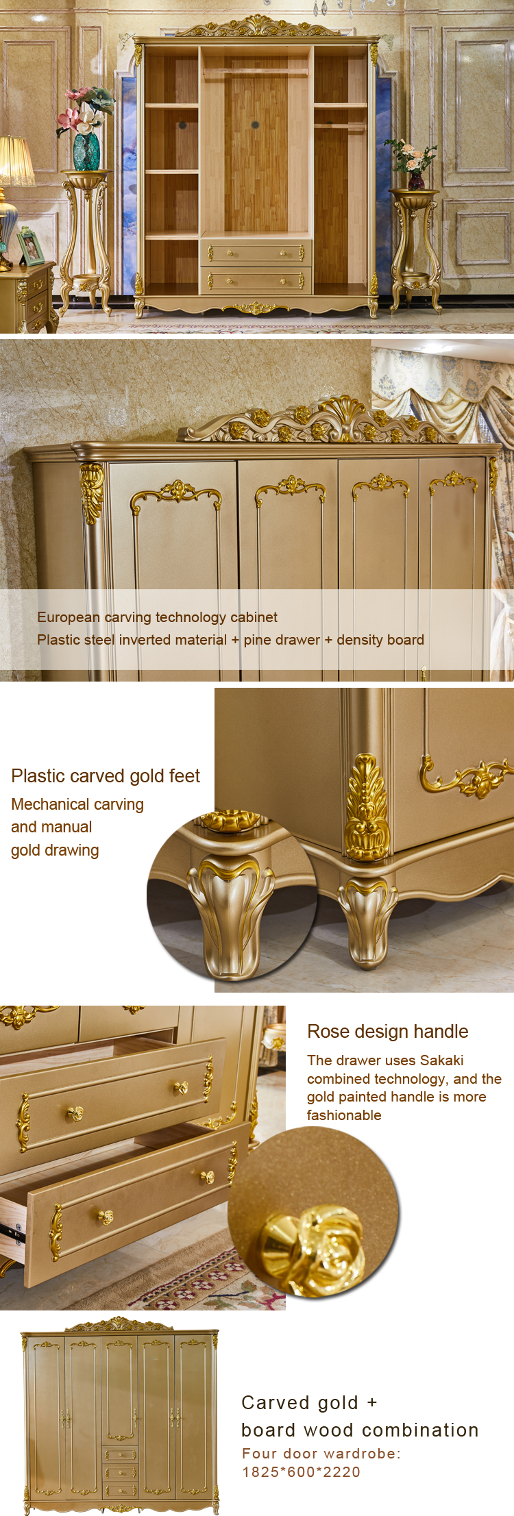 Plywood Customized Wardrobe Space Saving Luxury Bedroom Closet Organizer