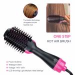 Pink And Black Nylon Paddle AC240V PTC Heater Hair Dryer Brush 3 In 1