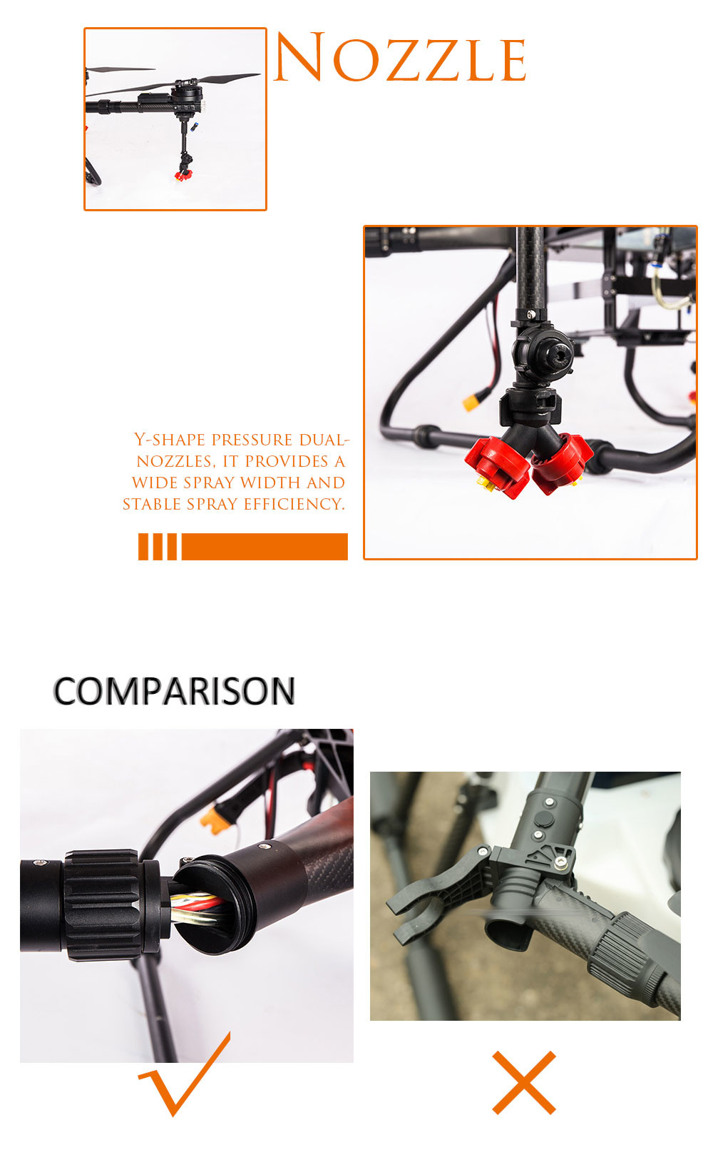 1800mm Wheelbase 6.6 Acres/Hour Agriculture UAV Drone 20L Pesticide Agri Spray Drones HXGX622