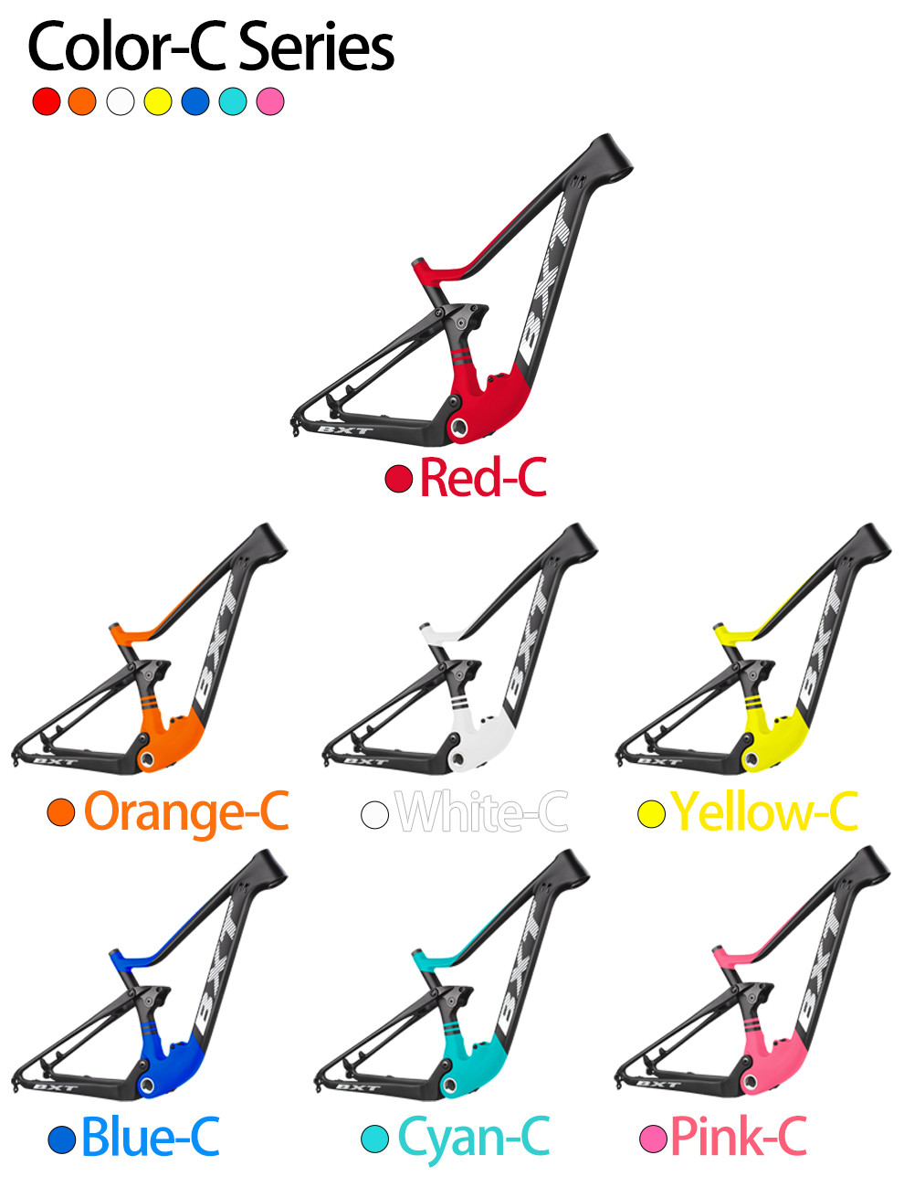 Full Suspension Carbon Fiber Hardtail Frame Mountain Bike Frames 29er Travel 100mm