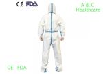 White Hooded Disposable Coveralls Non Woven Safety Disposable Chemical Suit