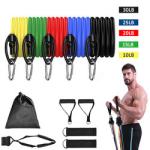 30LB TPE 11 Pcs Resistance Band Set Tube Workout Bands Bodybuilt