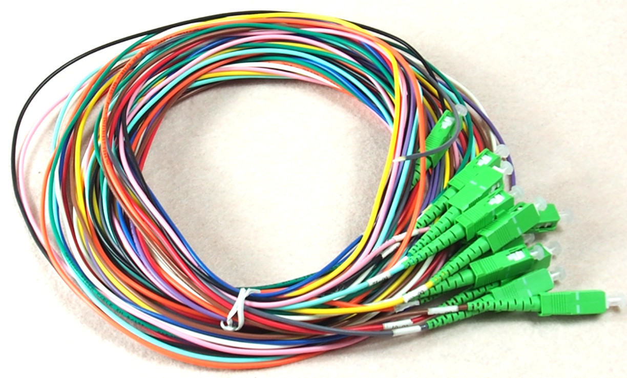 SC/APC 12 Colors Multi-fibers Single Mode Monomode Optical Fiber Pigtail / SCAPC Pigtail