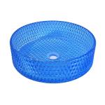 Round 120mm Bathroom Wash Basin Glass Type Blue Colour Crystal Diamond