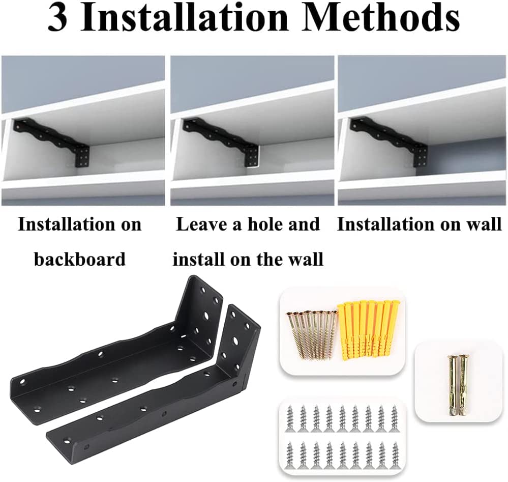 Powder Coated L Shape Shelf Bracket Hidden Steel Brackets for Shelves 0.2Inch Thick