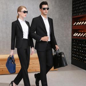 Quality 65% Polyester Balck Color Business Suit For Men And Women With Two Buckles wholesale