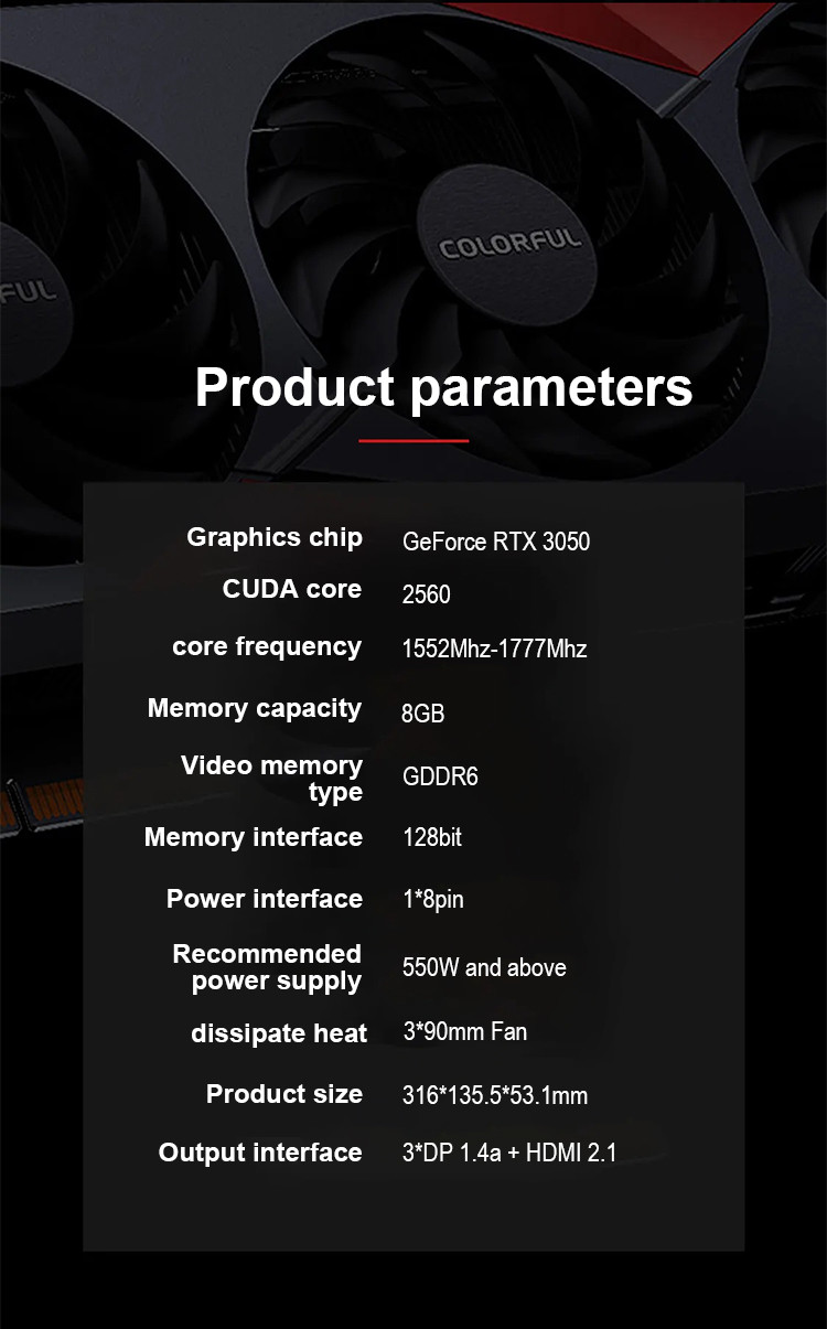 130W Gaming Graphics Card Tomahawk GeForce RTX 3050 8G Deluxe Edition