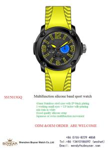 Quality 43.0mm luxury mens watches / silicon band multifunction wrist watch 5ATM wholesale