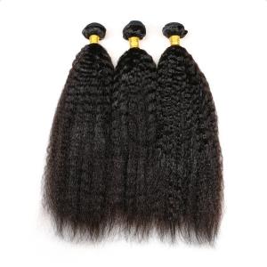 Quality Natural Black Kinky Straight Remy Human Hair Bundles Sew In Weave Bundles Brazilian Bundle Deals wholesale