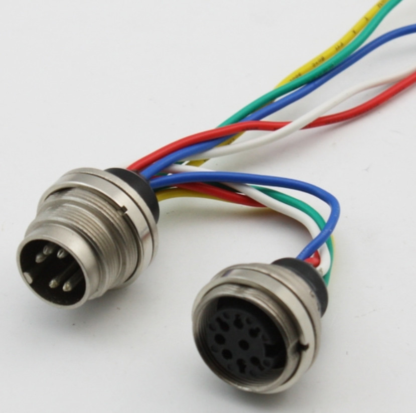 Automative waterproof wire M12 Male 5 PIN 8 PIN screw thread AISG panel amount PCB connector