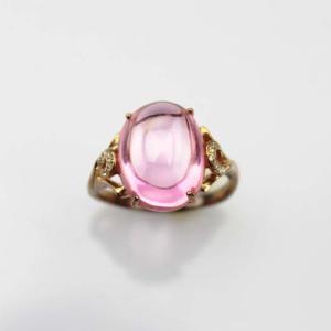 Quality Rose Gold Plated Oval Dome Pink Cubic Zircon 925 Silver Ring(R274) wholesale