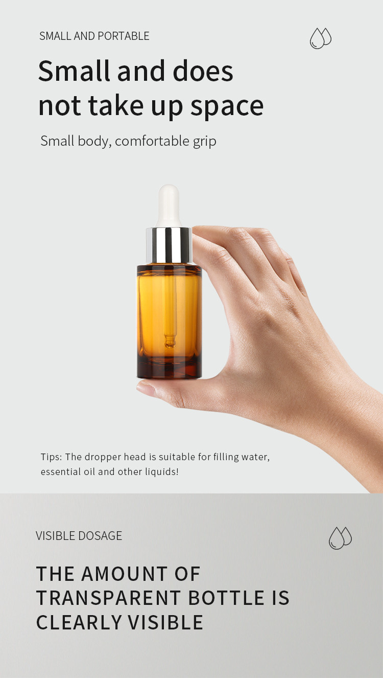 OEM ODM 50ml Cosmetic Dropper Bottle Amber Essential Oil Bottle Packaging