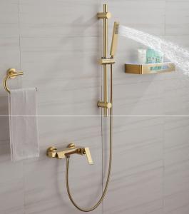 Quality Simple Golden Gray Hot Cold OEM Copper Bathtub Faucet wholesale