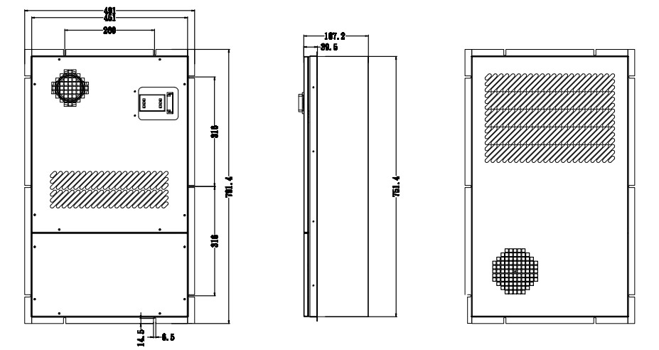 High performance AC220V 1500W outdoor cabinet air conditioners