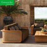 Hotel Function Patio Garden Outdoor Furniture Weathered Solid Wood Daybed Lounge