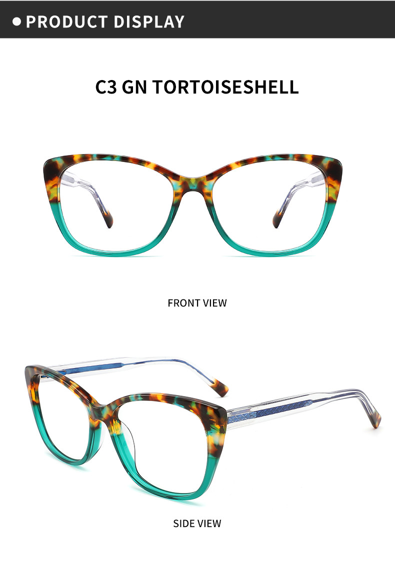 Women Luxury Acetate Frame Glasses Cat Eye Optical CE Approved