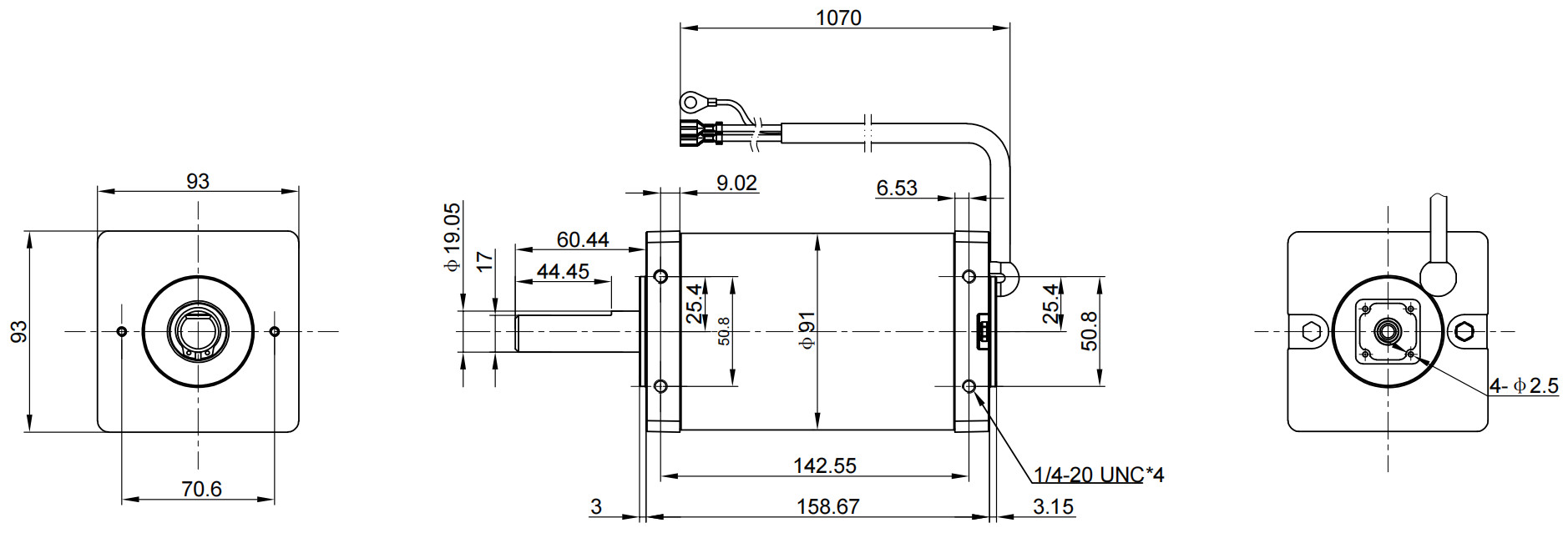 Dia 92mm Brushed DC Motor Robust Powder Coated 100 - 500 Watts