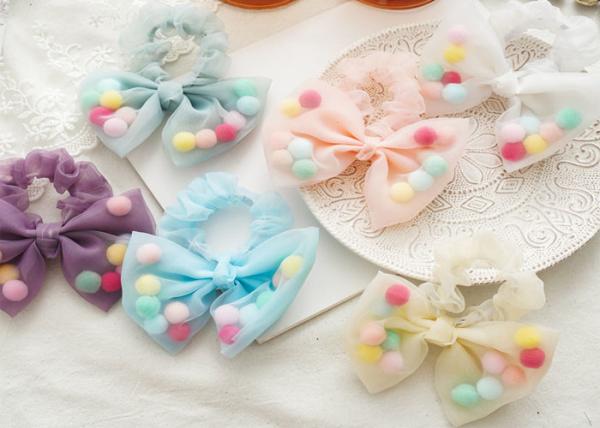Lace Organza hairball kids hair accessories bowel scrunchies girl's hair rope