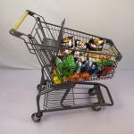 Grey 60L Supermarket Shopping Trolley Retail Chain Store Shopping Cart With TPR