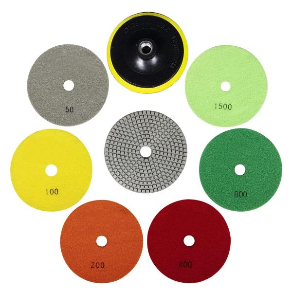 4 Inch Wet Dry 8 Piece Set Diamond Pads Polishing Granite Stone Concrete Marble