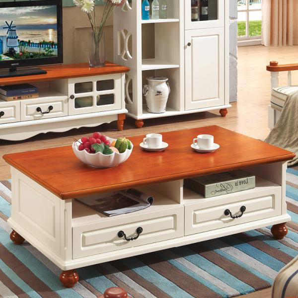 Cheap American Countryside Style Wooden Drawers SquareTea Coffee Table for sale