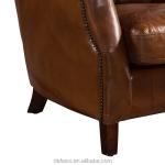 High Back Brown Vintage Leather Dining Chairs Soft Cushions Armchair Home Office