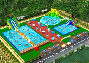 Quality OEM On Land Inflatable Water Playground / Aqua Slide Park 3 Years Warranty wholesale