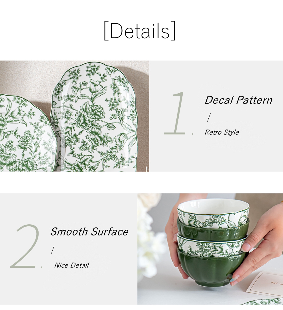 Business Gifts Floral Porcelain Ceramics Salad Bowl Set of 4 Sustainable and Stylish